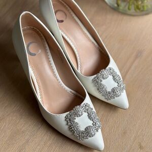 White Heels with Rhinestone